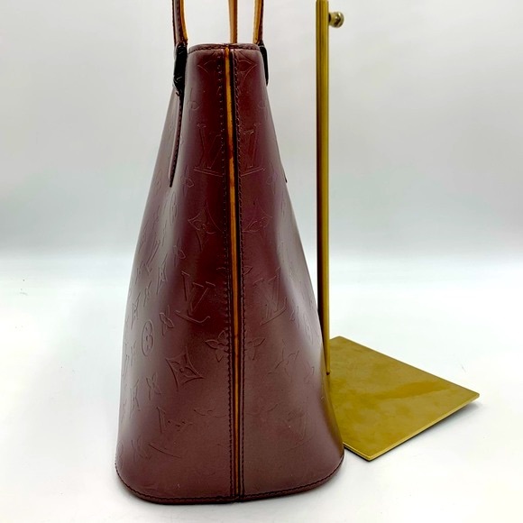 Auth Louis Vuitton Stockton Violette Embossed Monogram Matte Leather Tote Bag - Picture 5 of 16